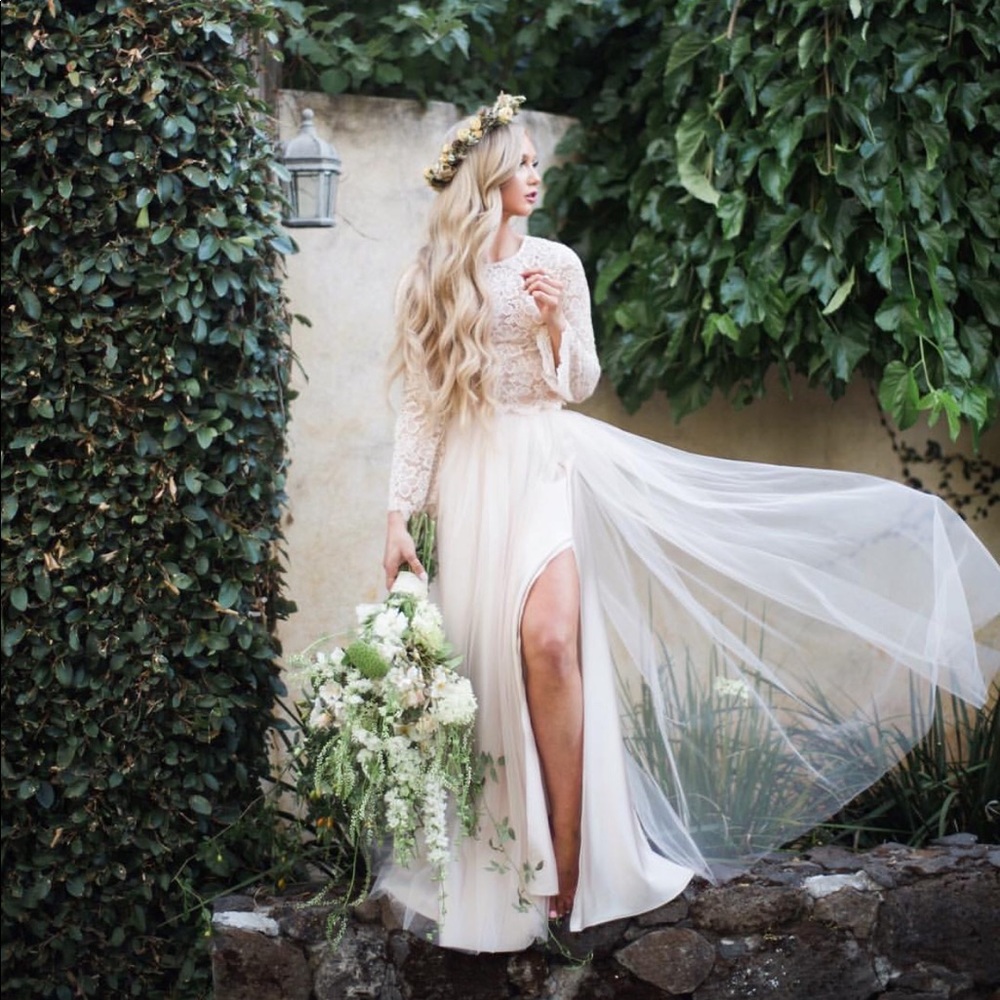 Bliss Tulle Willow Nude Maxi Skirt